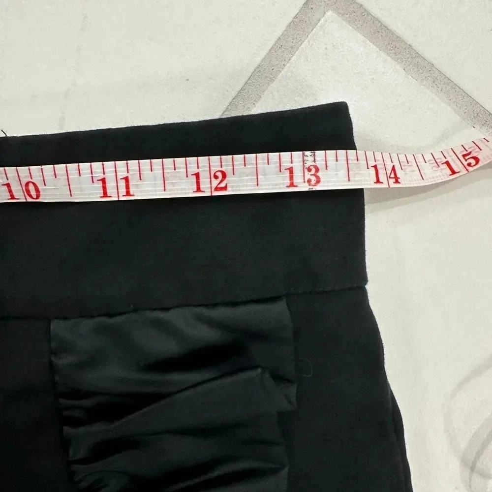 French Connection Women’s Black Ruffle Mini Skirt Size 2 Pockets Zipper Back